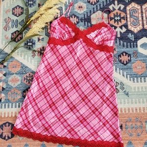 🏷️ 2/$15 CLEARANCE ➡️ Jaclyn Smith Plaid Satin Nightie Slip Dress Chemise